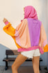 'Kaida' Colour Block Zip Through Hoodie - Celes Fashion